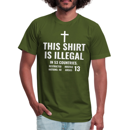 Illegal Shirt Jersey T-Shirt by Bella + Canvas - olive