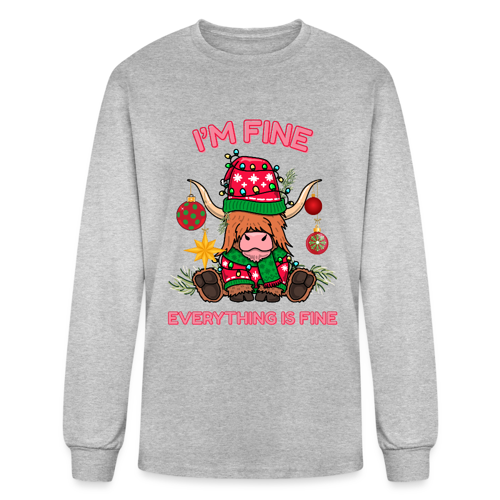 Everything's Fine Long Sleeve T-Shirt - heather gray