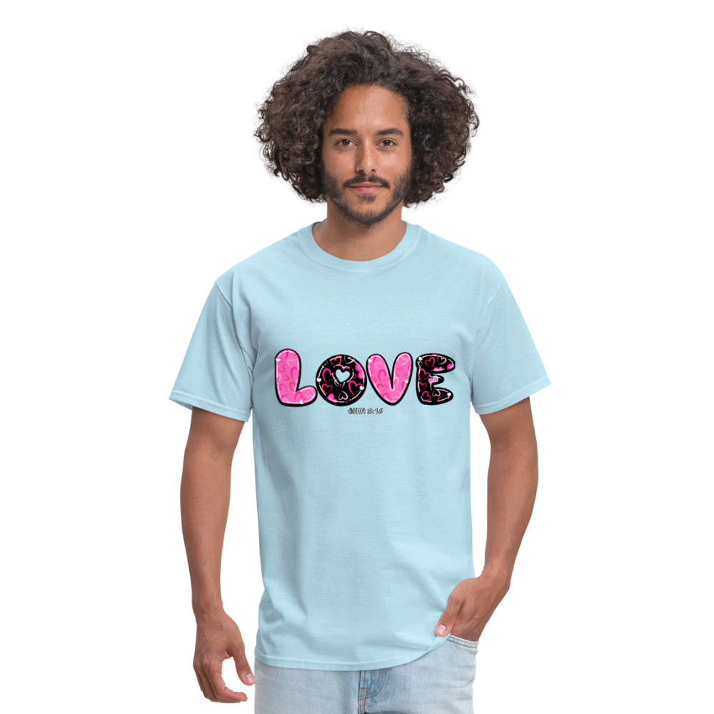 John 3:16 Pink and Black Classic T-Shirt - powder blue