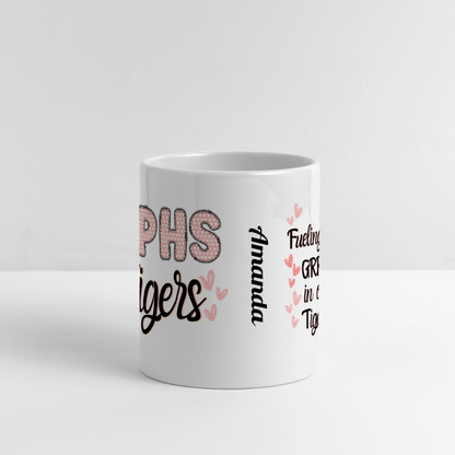 Customizable MPHS Fueling the GRRR Mug with Heart Handle - white