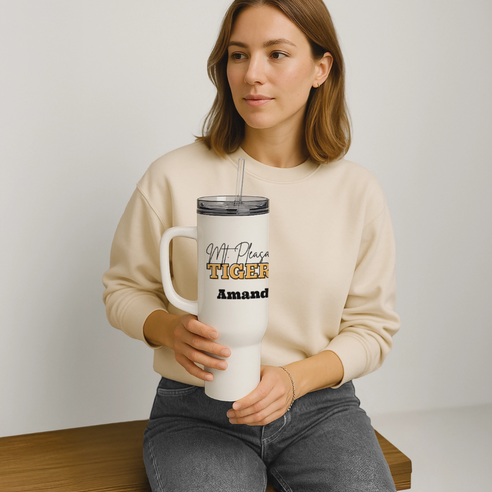 Customizable MP Tigers Bleed Black & Gold 40 oz Travel Tumbler - white