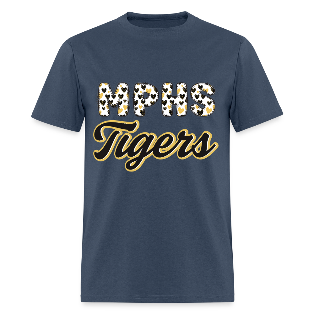 MPHS Tigers Black & Gold Hearts T-Shirt | GILDAN 5000 -  blue dusk