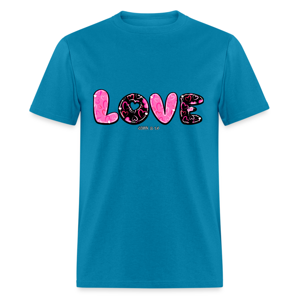 John 3:16 Pink and Black Classic T-Shirt - turquoise