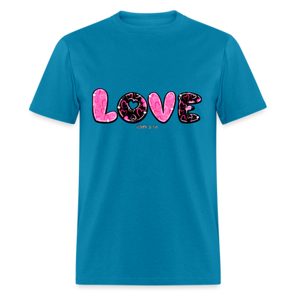 John 3:16 Pink and Black Classic T-Shirt - turquoise