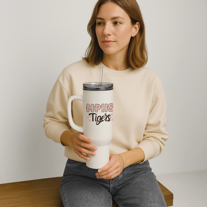 Customizable MPHS Tiger Hearts 40 oz Travel Tumbler - white