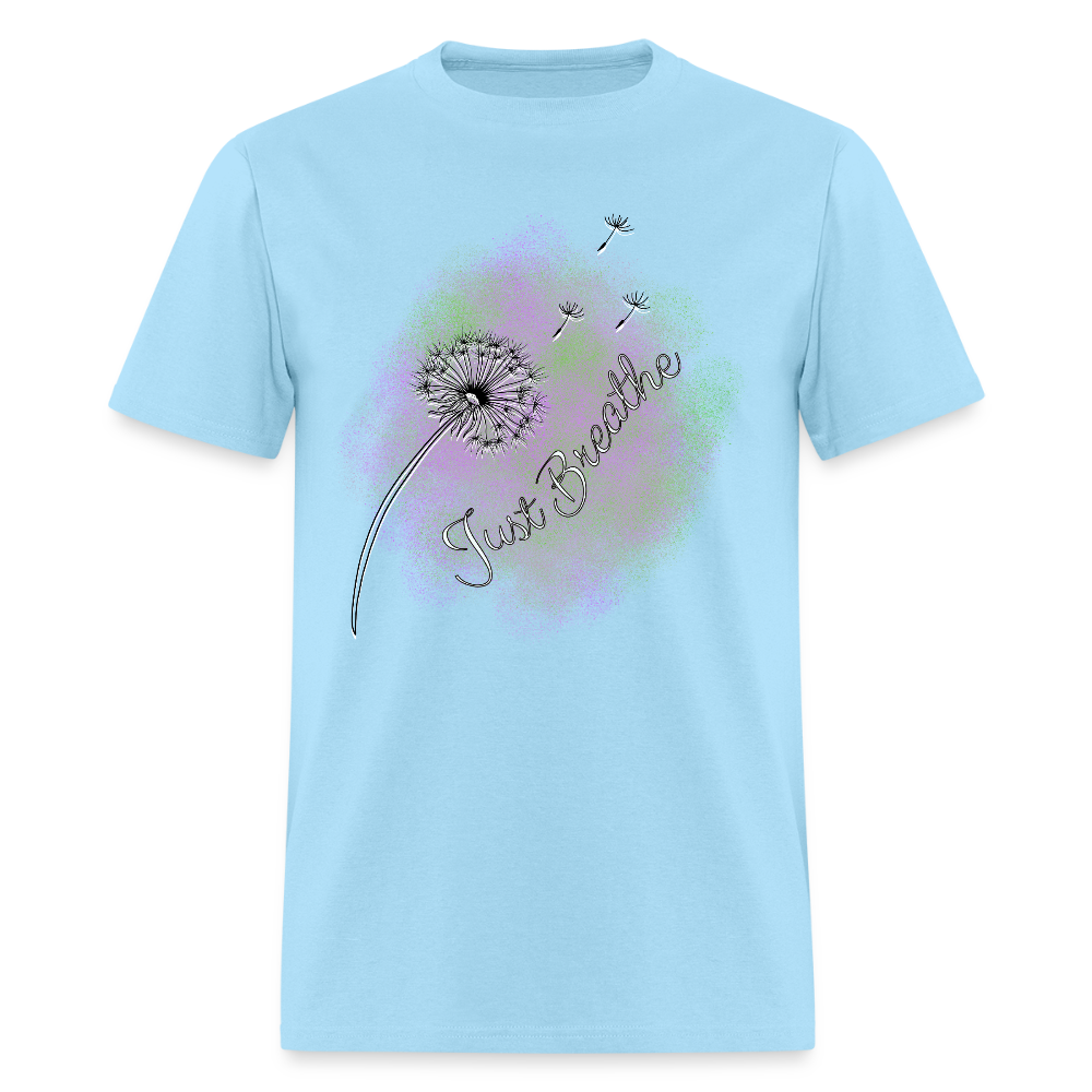Just Breath Purple and Green T-Shirt | GILDAN 5000 - powder blue