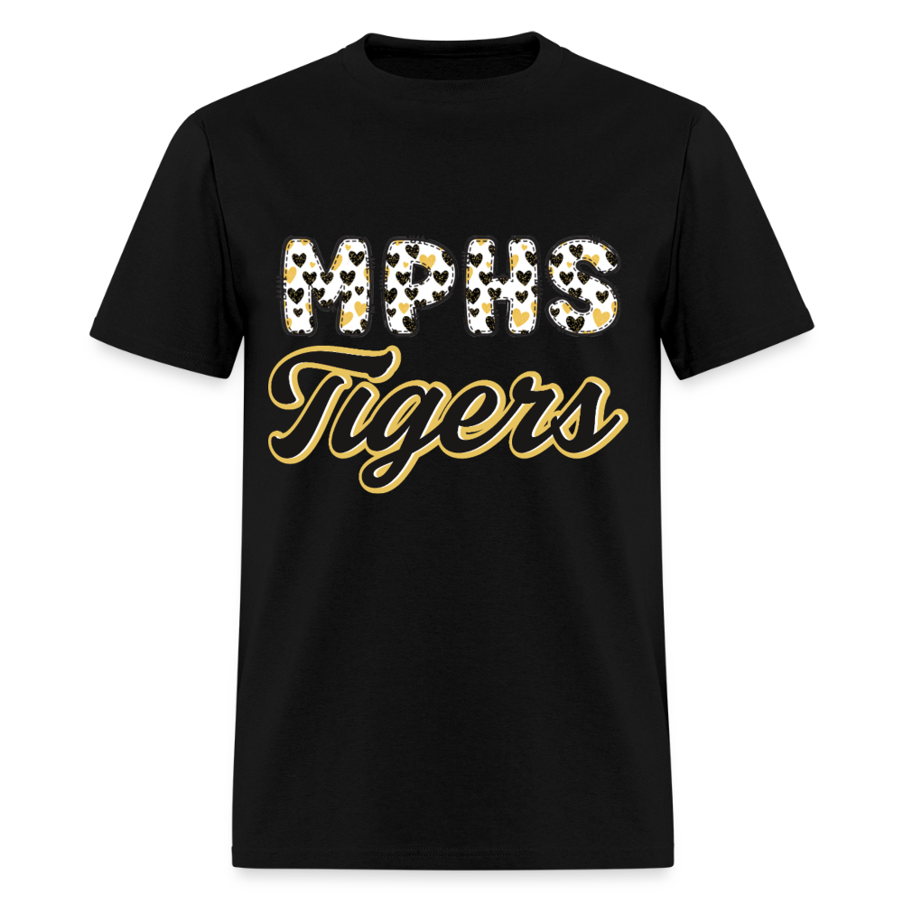MPHS Tigers Black & Gold Hearts T-Shirt | GILDAN 5000 - black