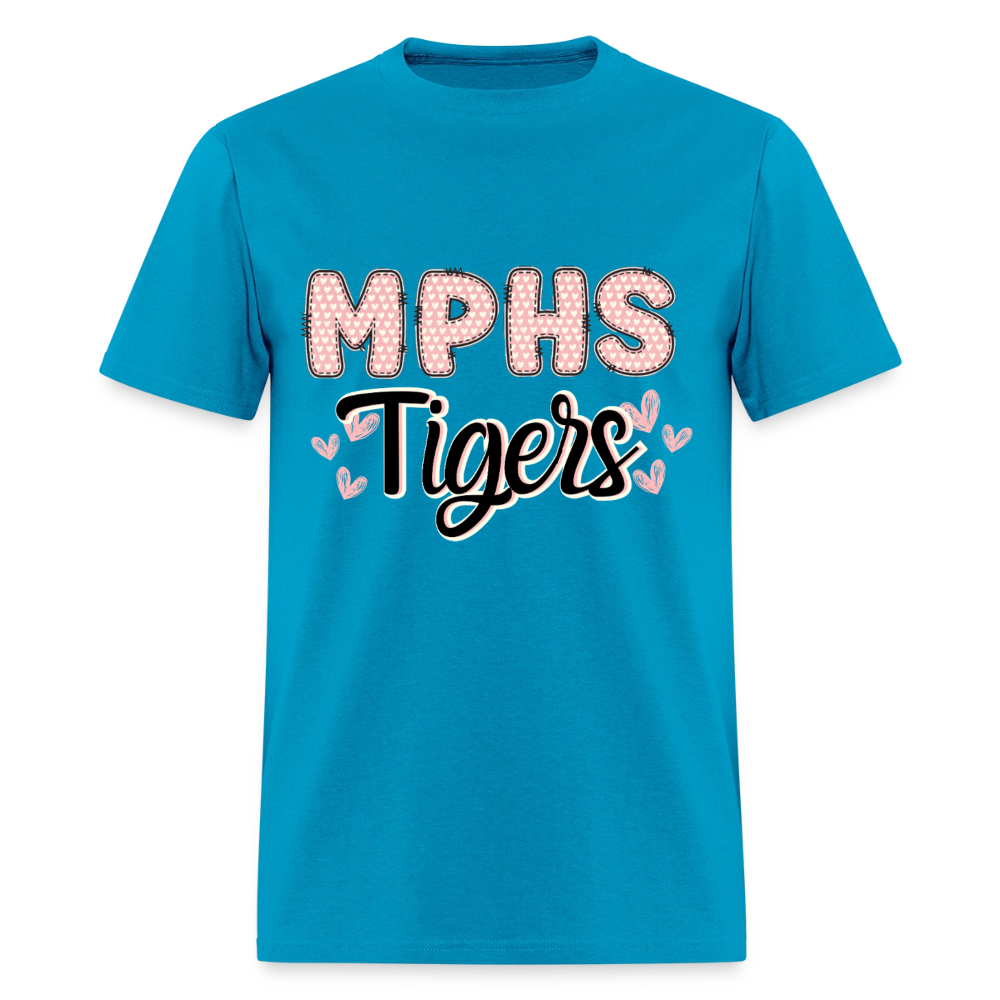 MPHS Tigers Heart Patchwork T-Shirt | GILDAN 5000 - turquoise