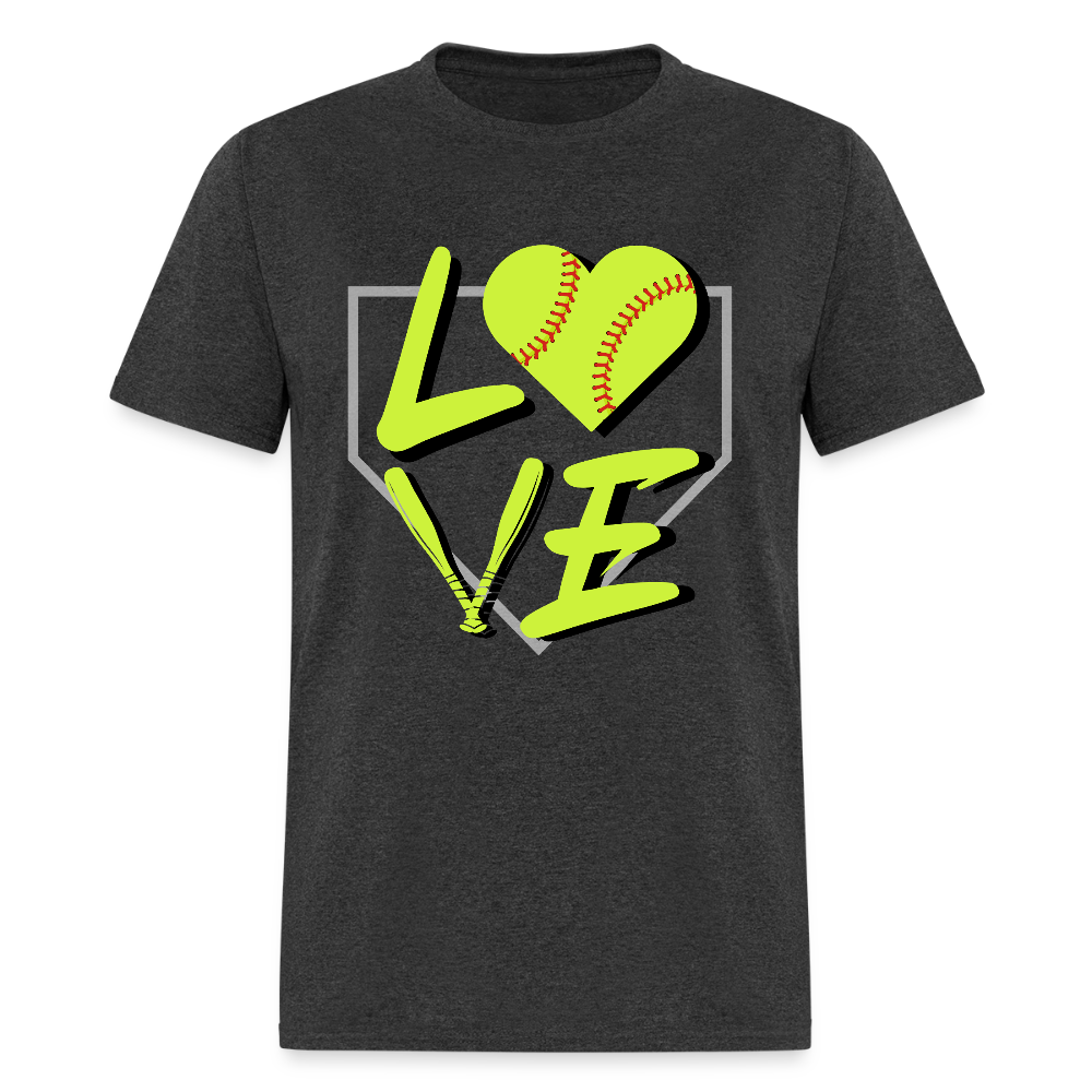 Softball LOVE Block Classic T-Shirt - heather black