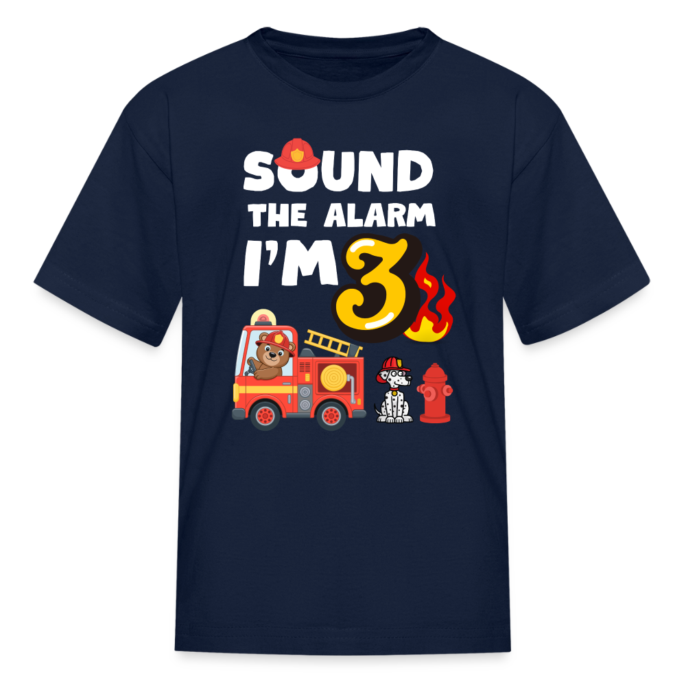 Sound the Alarm I'm 3 Kids' T-Shirt - navy