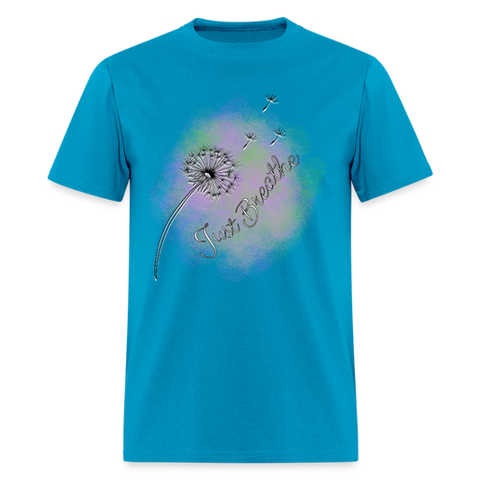 Just Breath Purple and Green T-Shirt | GILDAN 5000 - turquoise