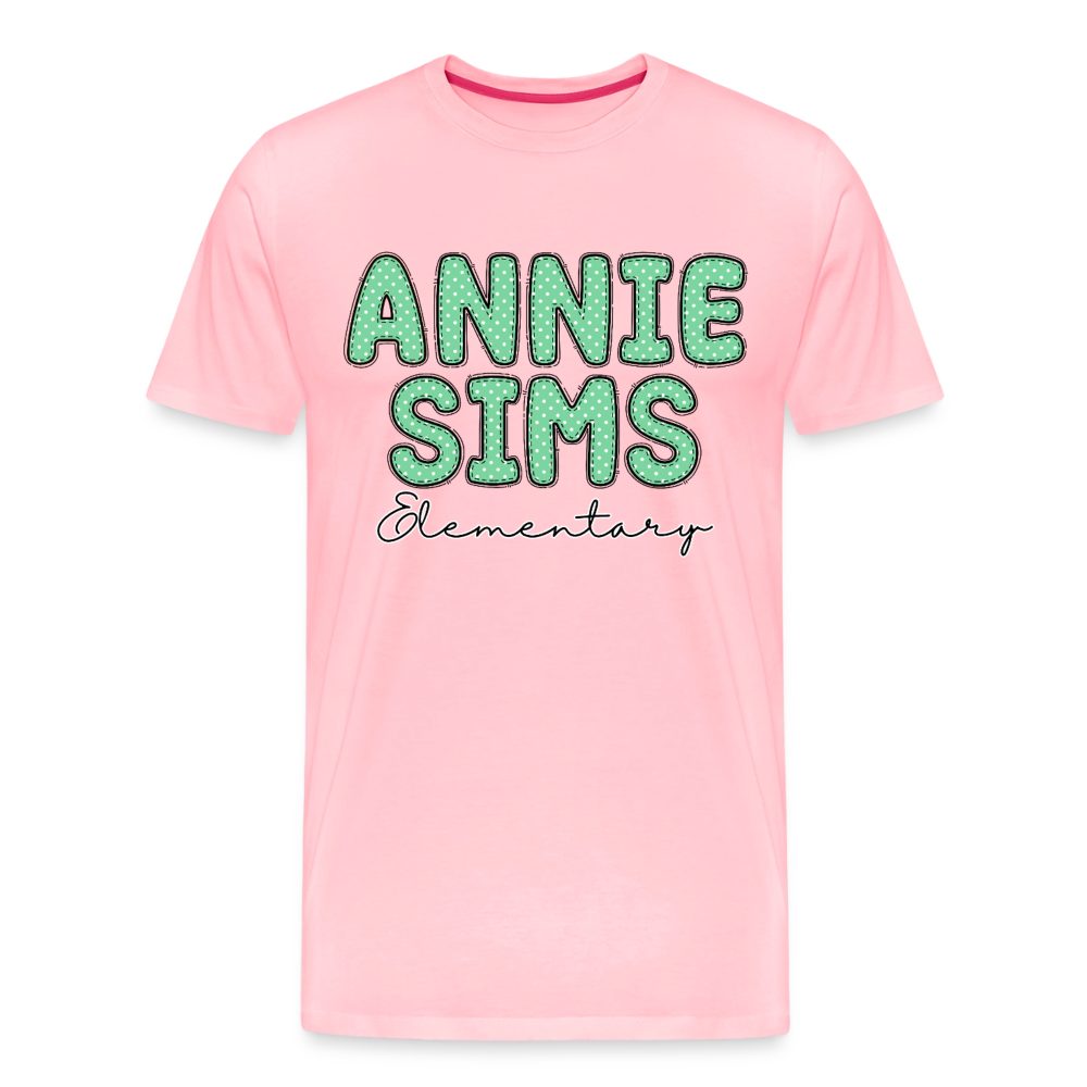 Annie Sims Polka Dots Premium Adult T-Shirt - pink