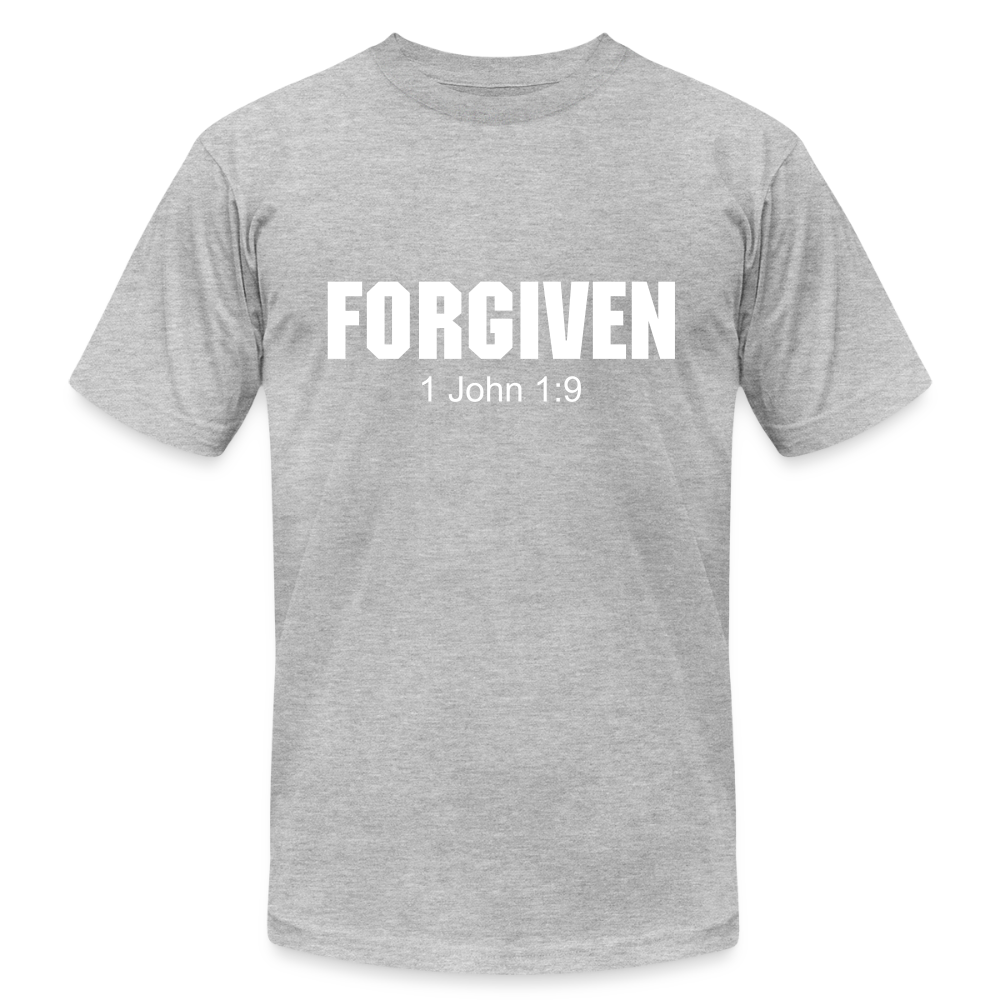 Forgiven 1 John 1:9 Unisex Jersey T-Shirt by Bella + Canvas - heather gray