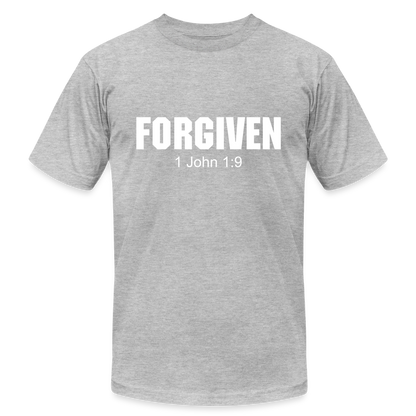Forgiven 1 John 1:9 Unisex Jersey T-Shirt by Bella + Canvas - heather gray