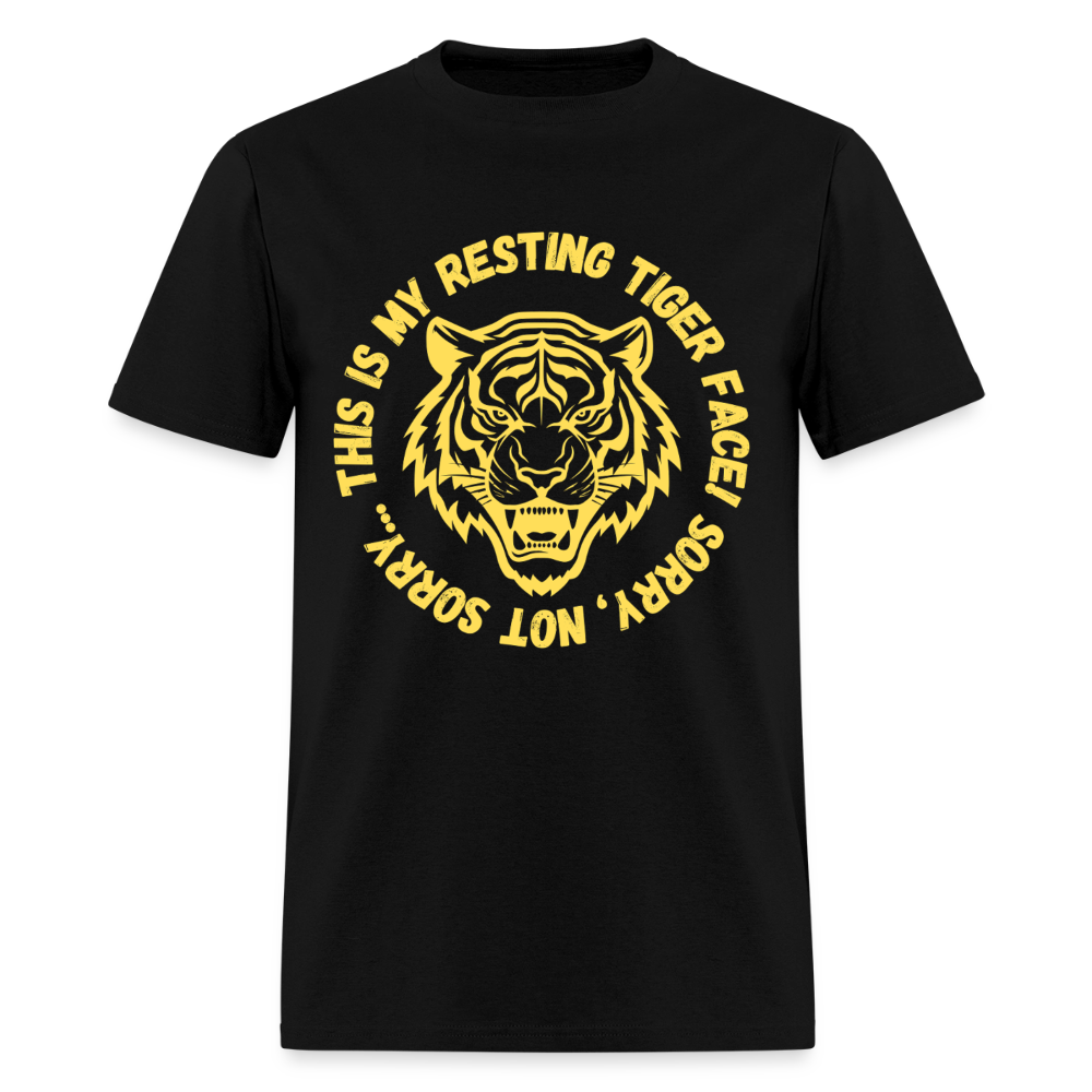 Resting Tiger Face Black and Gold Men's T-Shirt | GILDAN 5000 - black