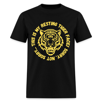 Resting Tiger Face Black and Gold Men's T-Shirt | GILDAN 5000 - black