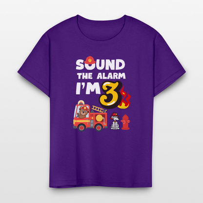 Sound the Alarm I'm 3 Kids' T-Shirt - purple
