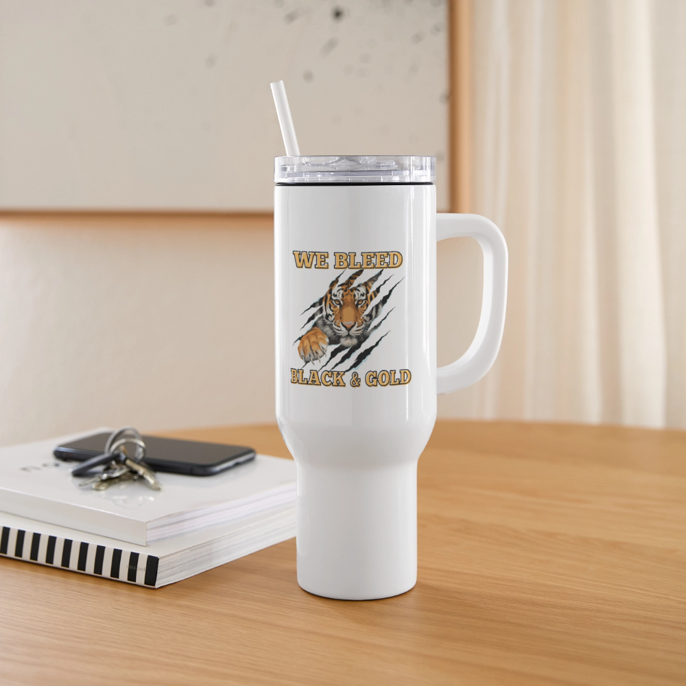 MP Tigers Bleed Black and Gold 40 oz Travel Tumbler - white