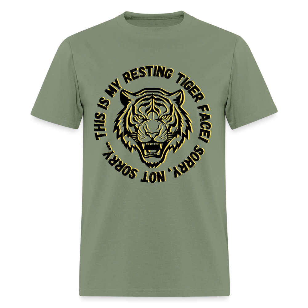 Resting Tiger Face 3  T-Shirt | GILDAN 5000 - military green