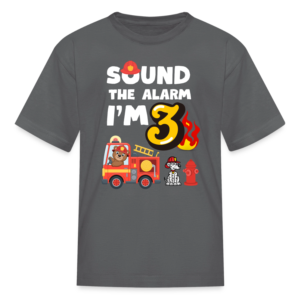 Sound the Alarm I'm 3 Kids' T-Shirt - charcoal