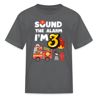 Sound the Alarm I'm 3 Kids' T-Shirt - charcoal