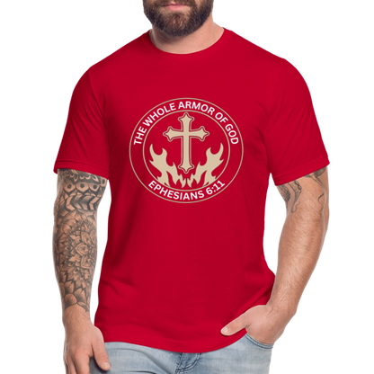 Ephesians 6:11 Unisex Jersey T-Shirt by Bella + Canvas - red