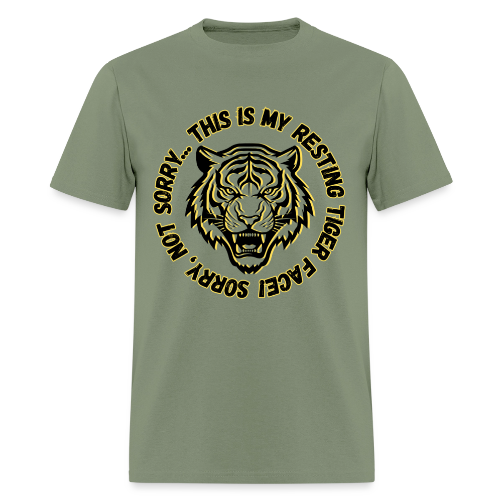 Resting Tiger Face T-Shirt | GILDAN 5000 - military green
