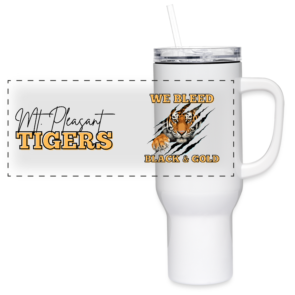 MP Tigers Bleed Black and Gold 40 oz Travel Tumbler - white