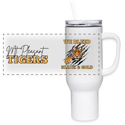 MP Tigers Bleed Black and Gold 40 oz Travel Tumbler - white