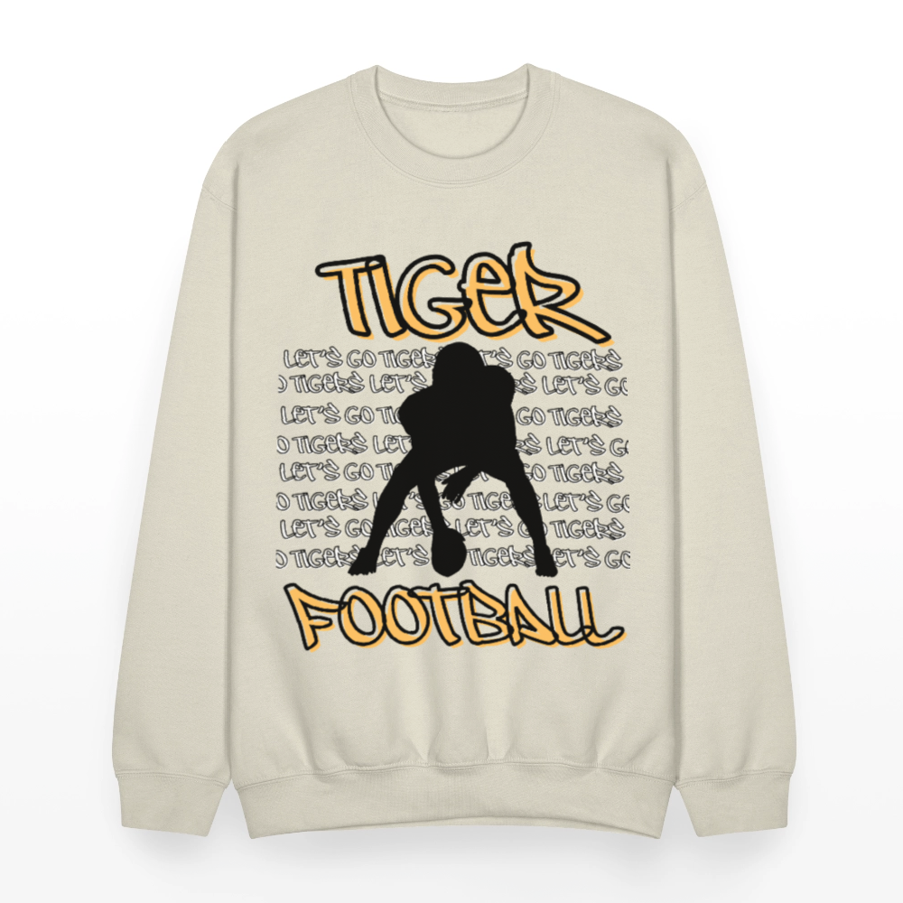 Tiger Football, Let's Go Tigers! Crewneck Sweatshirt - Sand