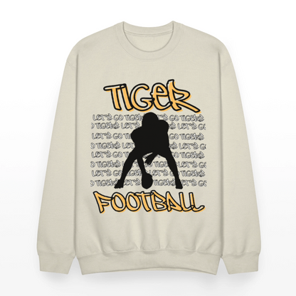 Tiger Football, Let's Go Tigers! Crewneck Sweatshirt - Sand