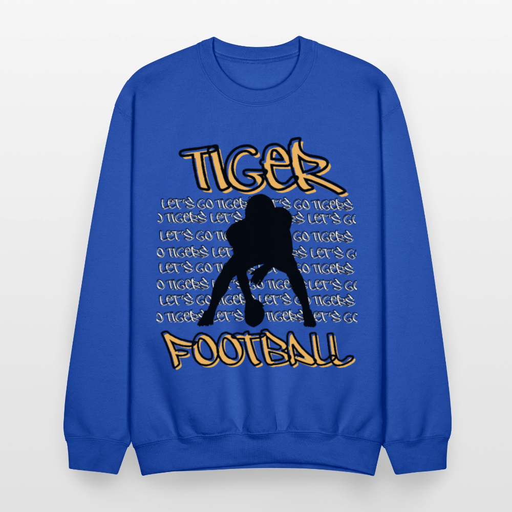 Tiger Football, Let's Go Tigers! Crewneck Sweatshirt - royal blue