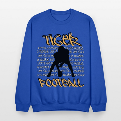 Tiger Football, Let's Go Tigers! Crewneck Sweatshirt - royal blue