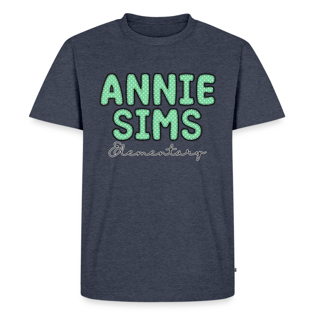 Annie Sims Polka Dots Premium Adult T-Shirt - heather denim 