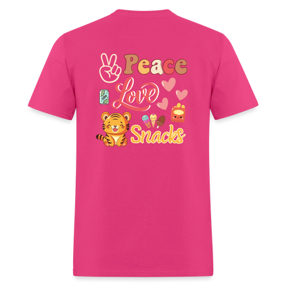 Peace Love Snacks Tigers T-Shirt | GILDAN 5000 - fuchsia