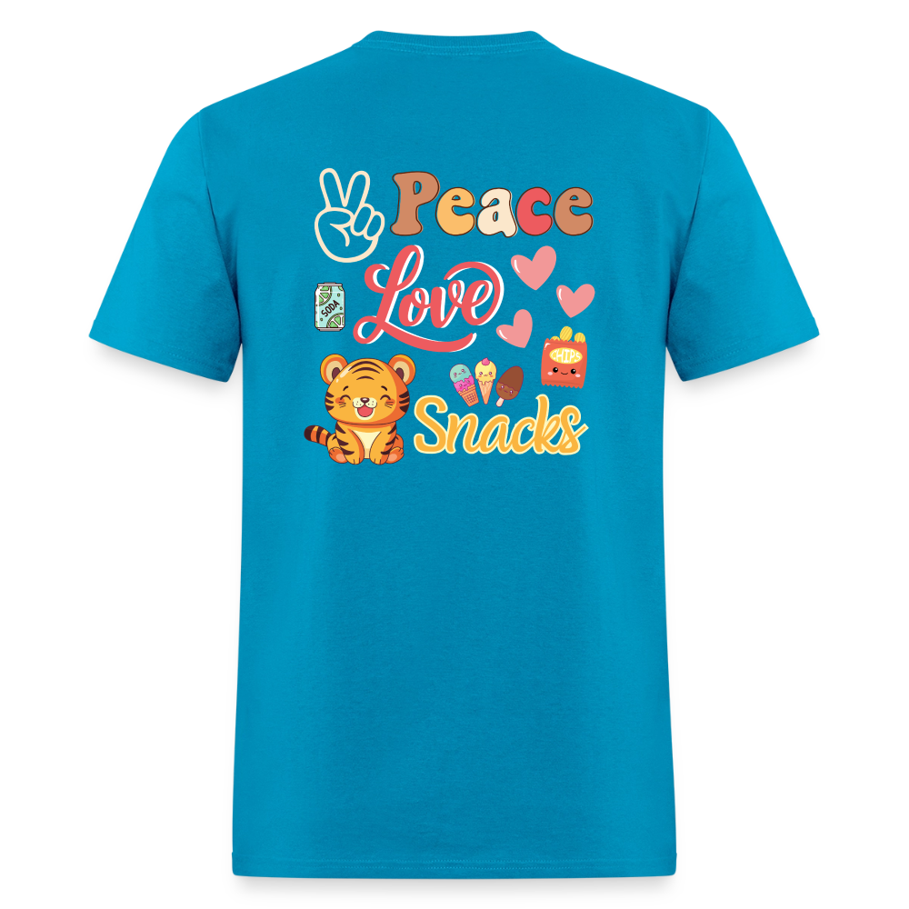 Peace Love Snacks Tigers T-Shirt | GILDAN 5000 - turquoise