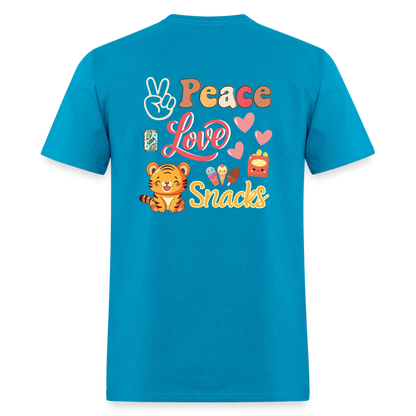 Peace Love Snacks Tigers T-Shirt | GILDAN 5000 - turquoise