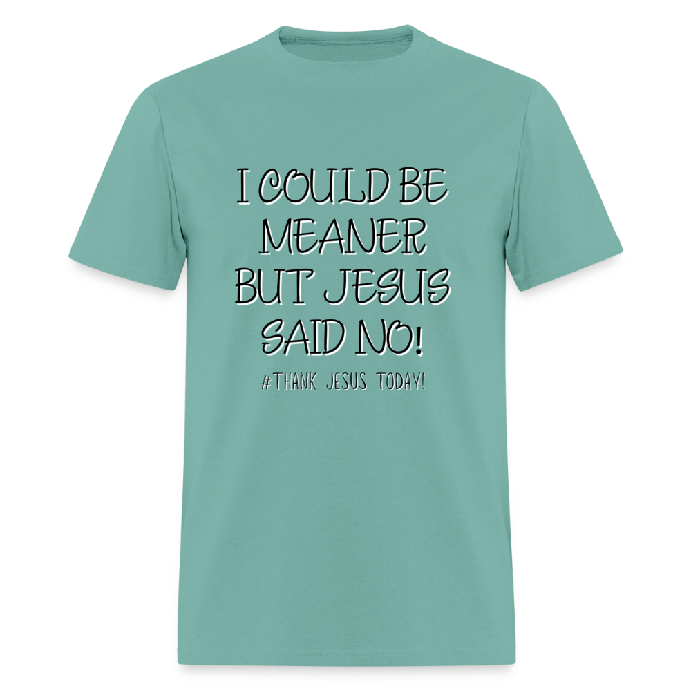 I Could Be Meaner, But Jesus Said No! T-Shirt | GILDAN 5000 - aquatic