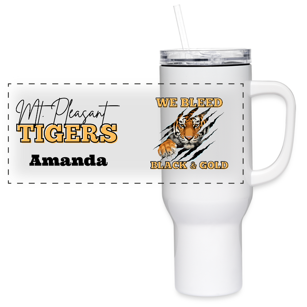 Customizable MP Tigers Bleed Black & Gold 40 oz Travel Tumbler - white