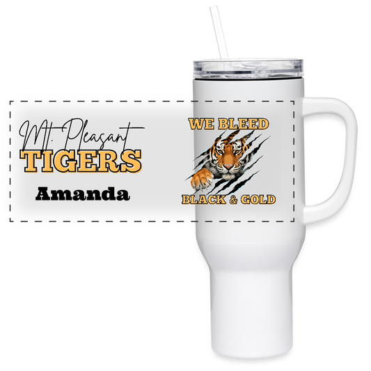 Customizable MP Tigers Bleed Black & Gold 40 oz Travel Tumbler - white