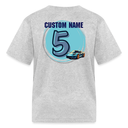 Birthday Boy Custom 5 Car Kids' T-Shirt - heather gray