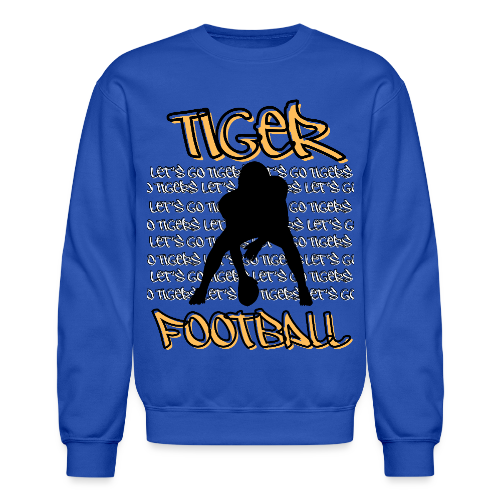 Tiger Football, Let's Go Tigers! Crewneck Sweatshirt - royal blue