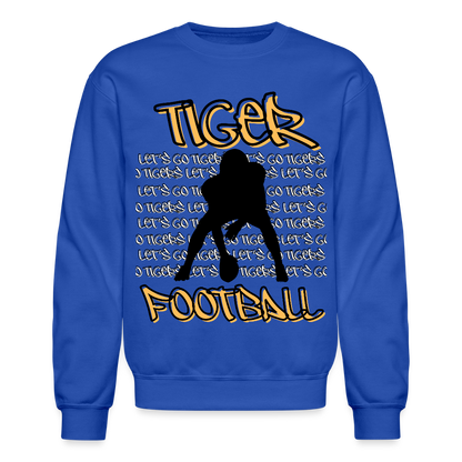 Tiger Football, Let's Go Tigers! Crewneck Sweatshirt - royal blue