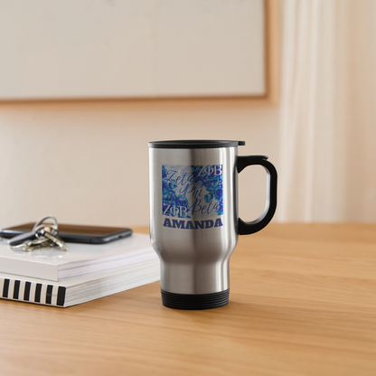 Customizable Zeta Phi Beta 14oz Travel Mug - silver