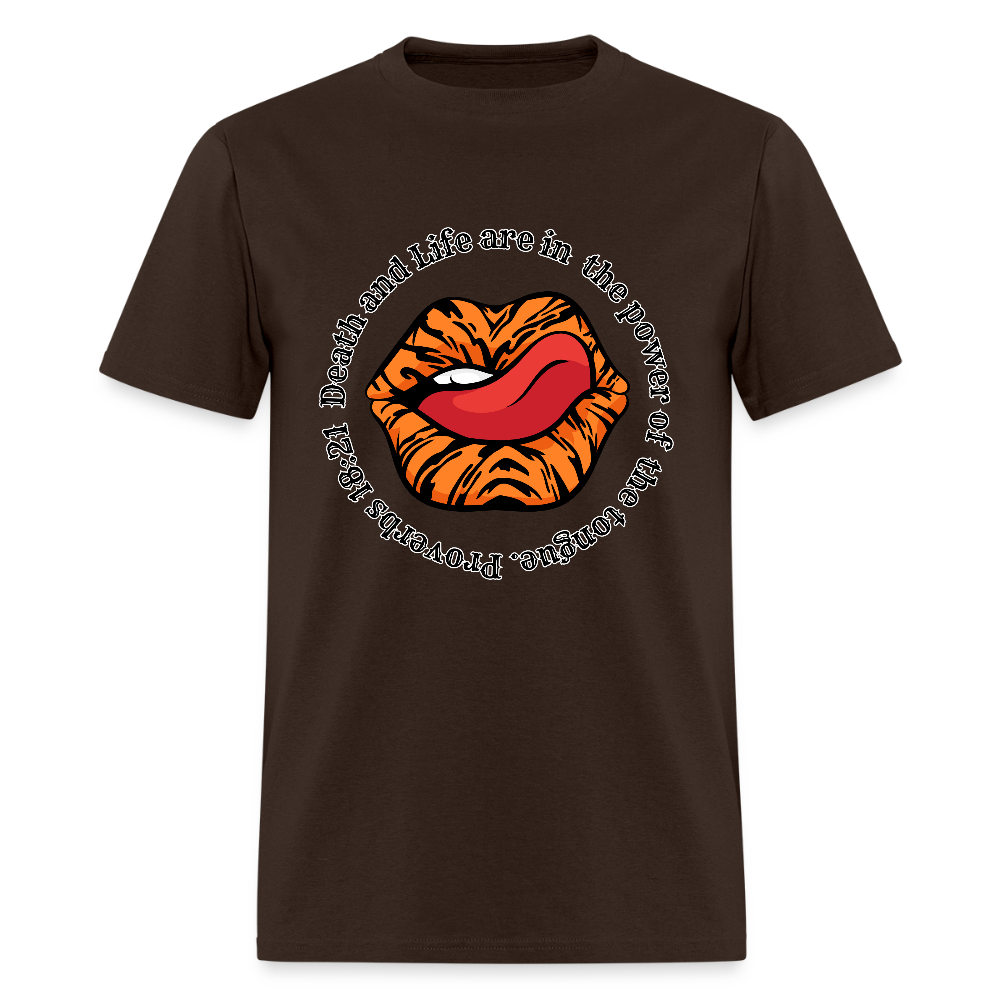 Proverbs 18:21 Tiger  T-Shirt - brown
