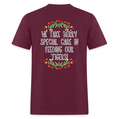 MPHS Berry Special Care in Feeding Our Tigers T-Shirt | GILDAN 5000 - burgundy