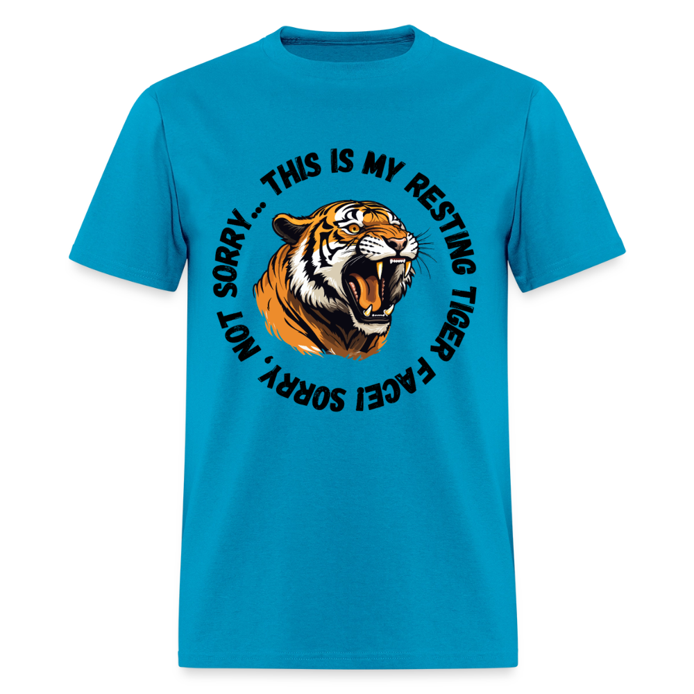 Resting Tiger Face 2 T-Shirt | GILDAN 5000 - turquoise