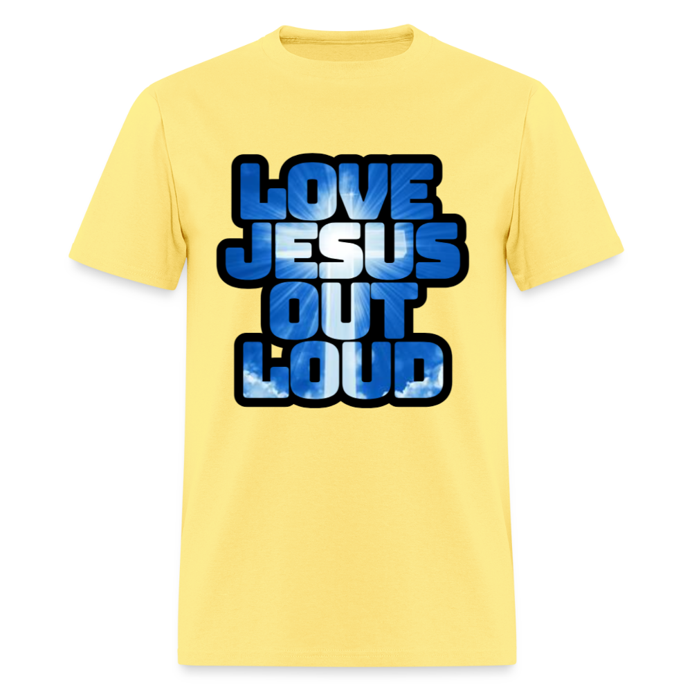 Love Jesus Out Loud - Blue and White Unisex Classic T-Shirt - cornsilk