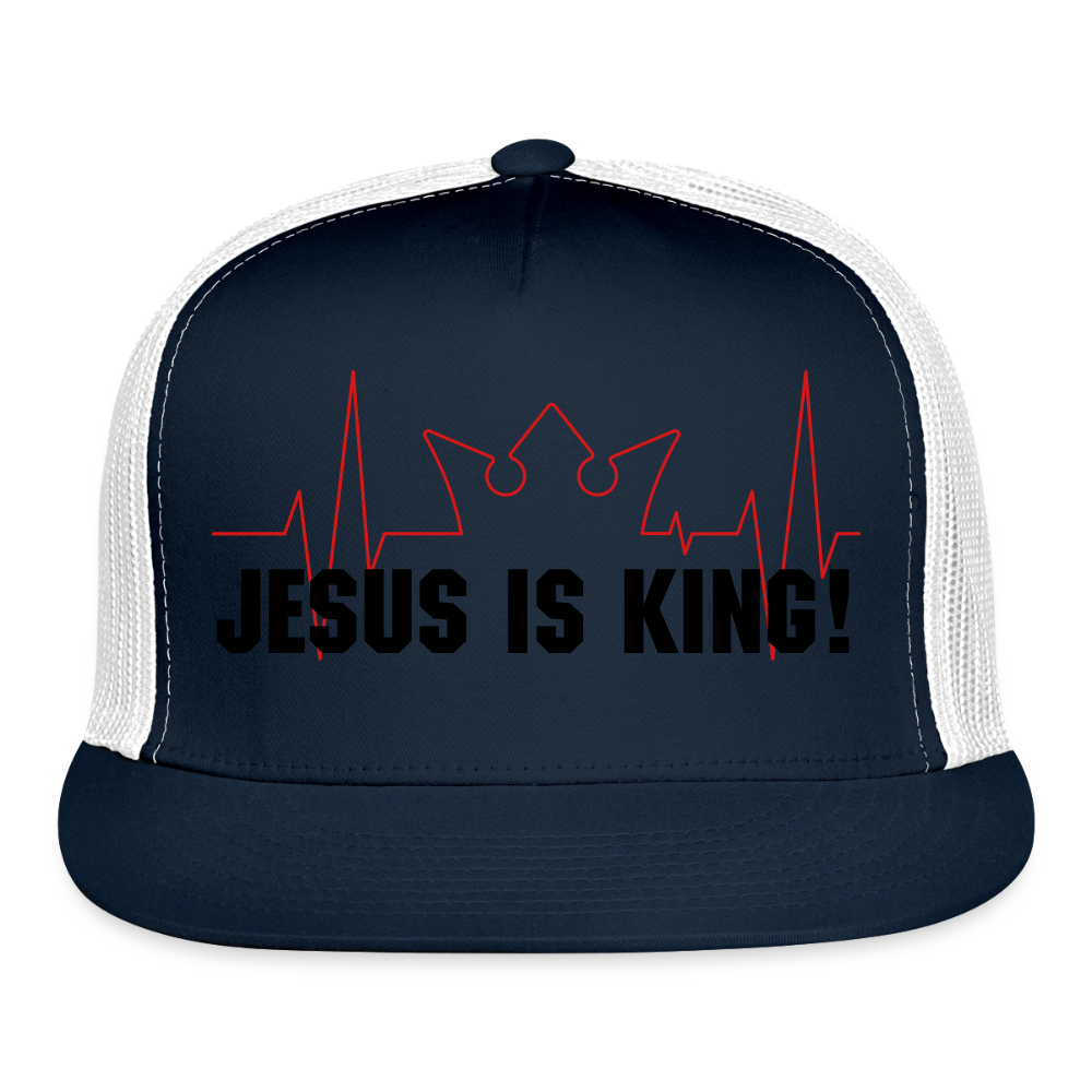 Jesus is King! Trucker Hat - navy/white