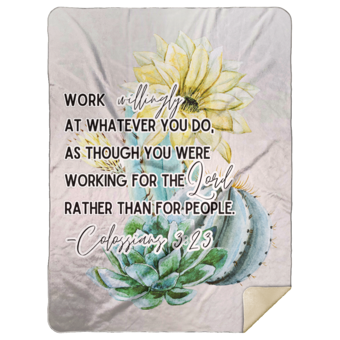 Colossians 3:23 yellow Premium Mink Sherpa Blanket 60x80